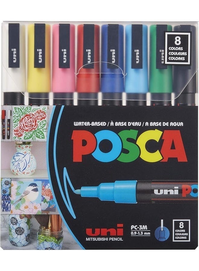 بوسكا قلم طلاء بوسكا PC-3M برأس دقيق 0.9–1.3 مم – 8 ألوان متنوعة - Image 1